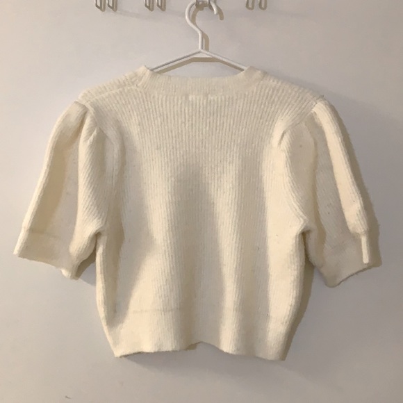 Cream short puff sleeve Sweater - Picture 3 of 3